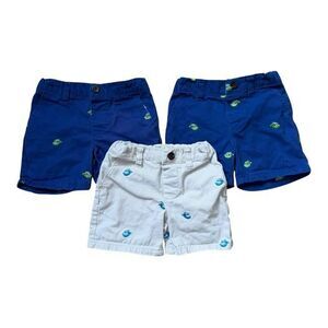 Children’s Place Kids Blue Cream Shorts with Embroidered Fish 12-18months 3 pcs